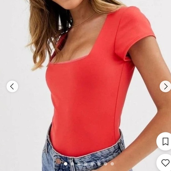FREE PEOPLE FERRARI RED SHORT SLEEVE BODY SUIT!!! M - Picture 1 of 4